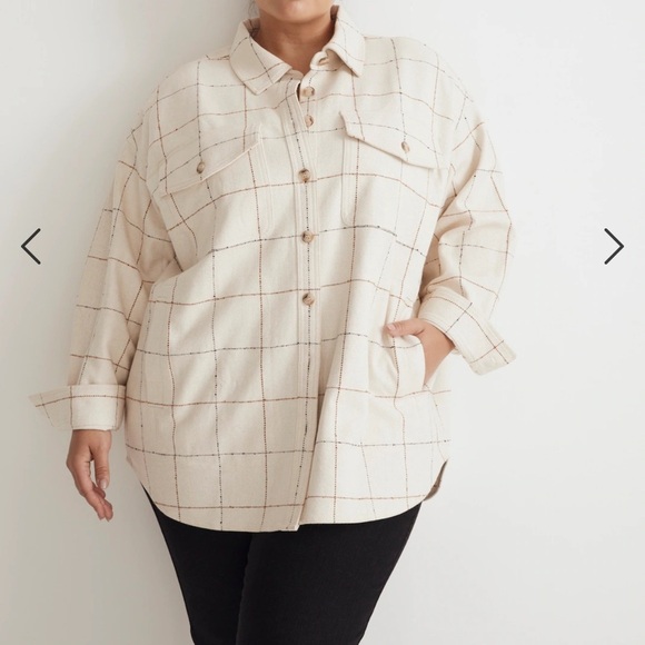 Madewell Bouclé Oversized Shirt-Jacket in Windowpane - Picture 2 of 7